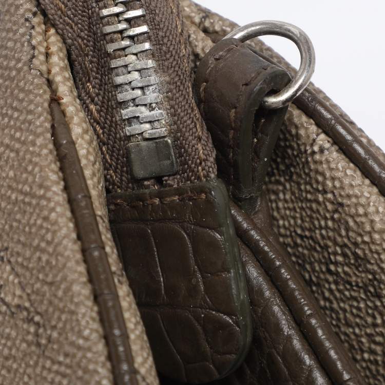 Pre Owned Alviero Martini 1A Classe Beige Coated Canvas Clutch