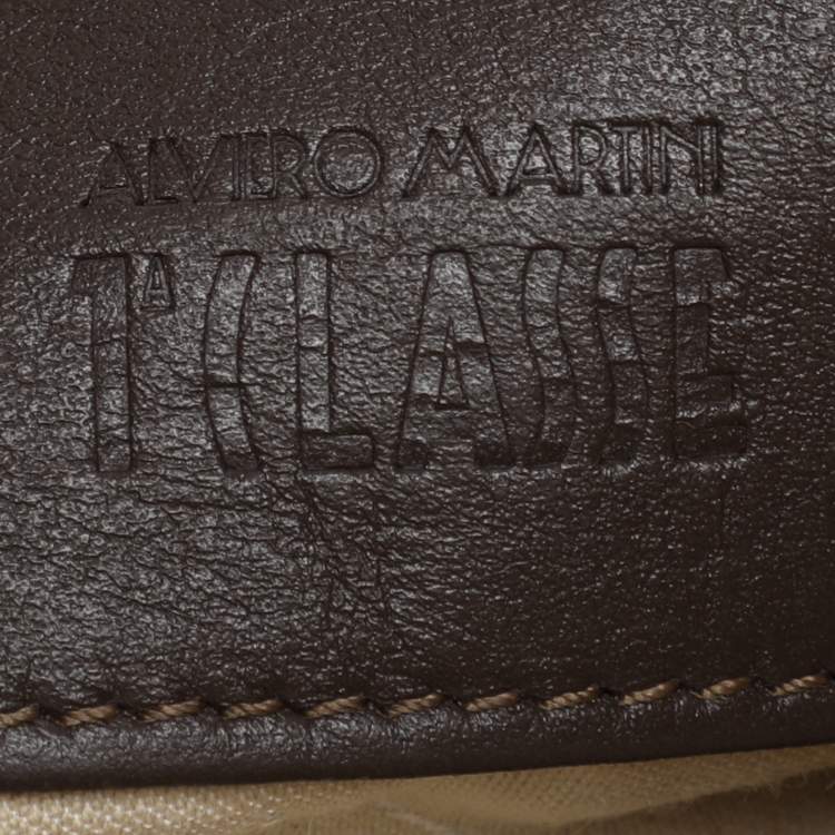 Pre Owned Alviero Martini 1A Classe Beige Coated Canvas Clutch