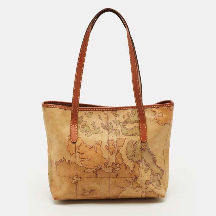 مملوكة مسبقًا Alviero Martini 1A Classe Tan Geo Classic Print Coated Canvas and Leather Tote
