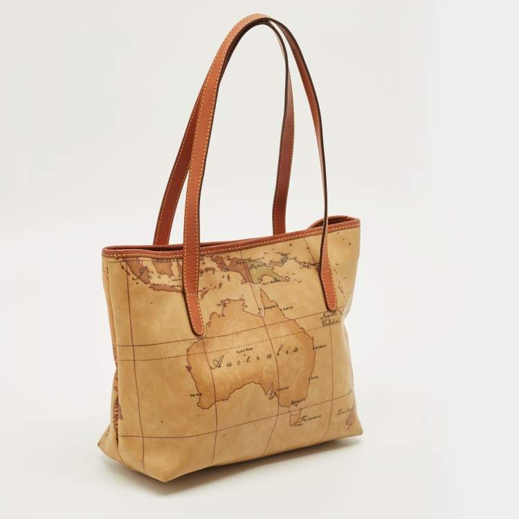 مملوكة مسبقًا Alviero Martini 1A Classe Tan Geo Classic Print Coated Canvas and Leather Tote