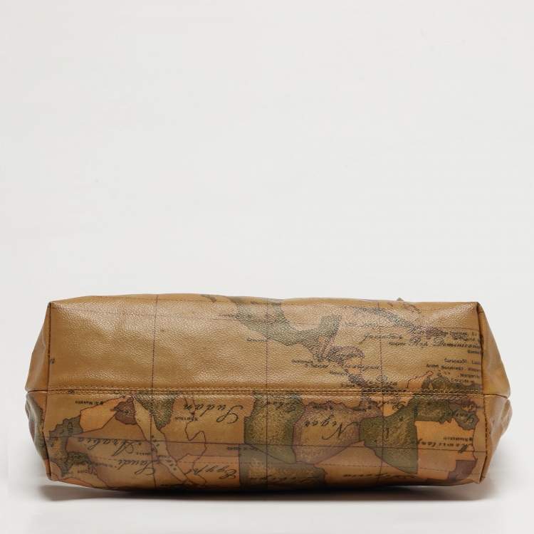 Pre Owned Alviero Martini 1A Classe Tan Geo Classic Print Leather Tote