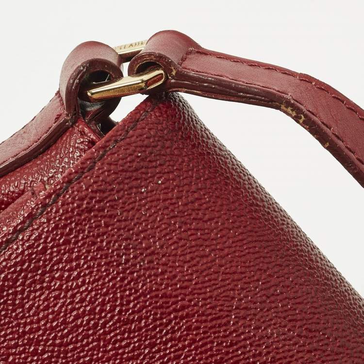 Pre Owned Alviero Martini 1A Classe Red/Tan Geo Print Coated Canvas and Leather Crossbody Bag