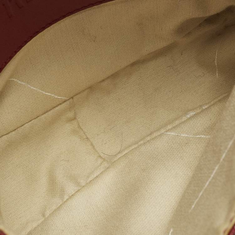 Pre Owned Alviero Martini 1A Classe Red/Tan Geo Print Coated Canvas and Leather Crossbody Bag