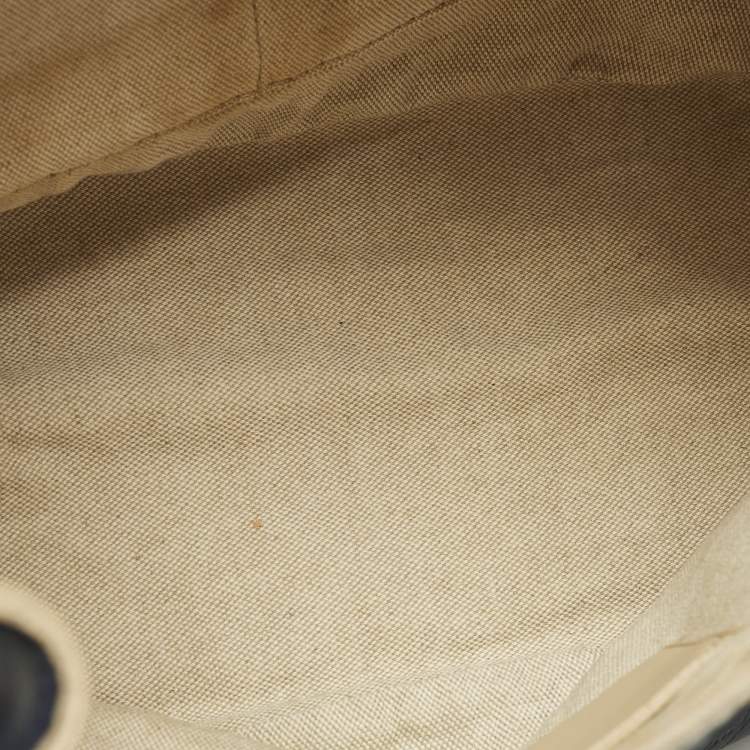 Pre Owned Alviero Martini 1A Classe Navy Blue Geo Embossed Leather Drawstring Bucket Bag