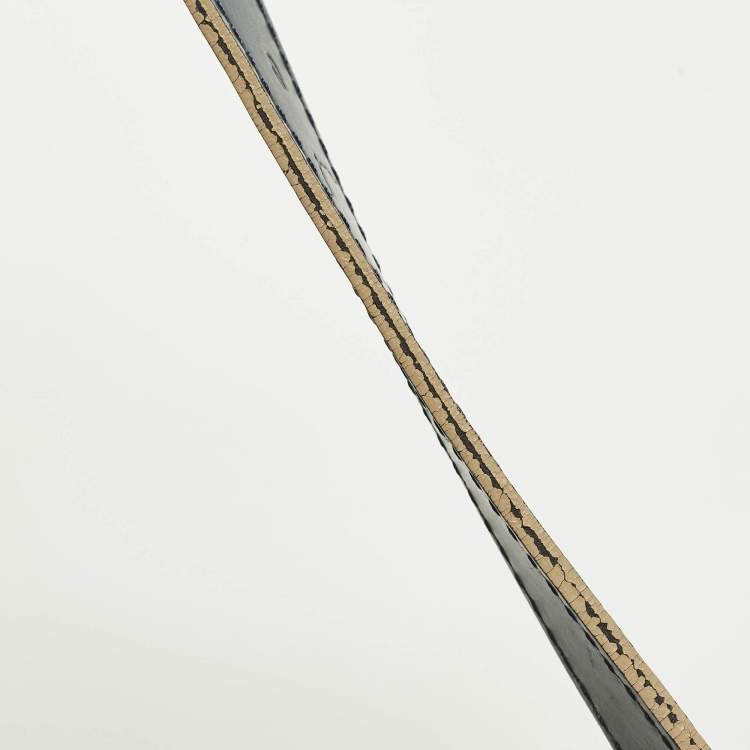 Pre Owned Alviero Martini 1A Classe Navy Blue Geo Embossed Leather Drawstring Bucket Bag