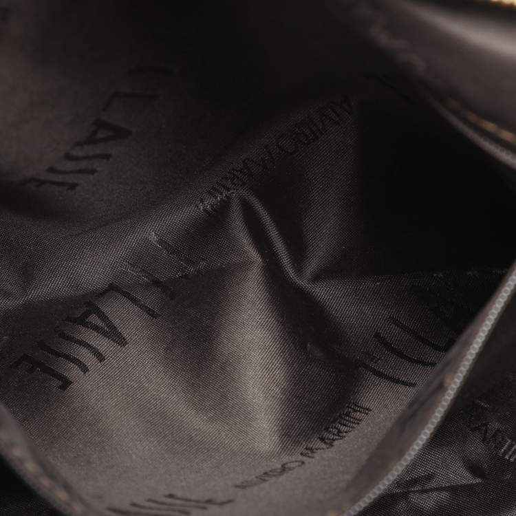 Pre Owned Alviero Martini 1A Classe Beige/Brown Geo Print Coated Canvas Satchel