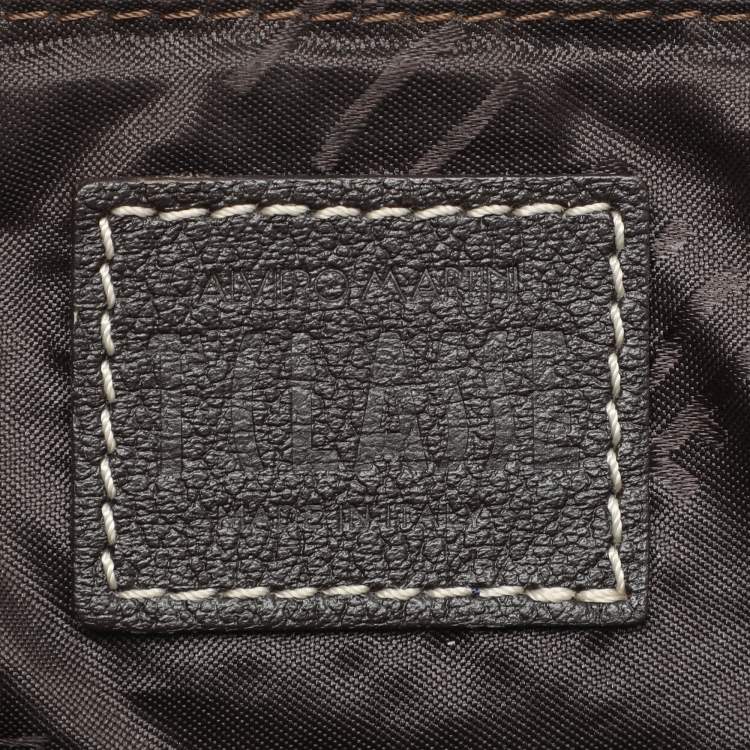 Pre Owned Alviero Martini 1A Classe Beige/Brown Geo Print Coated Canvas Satchel