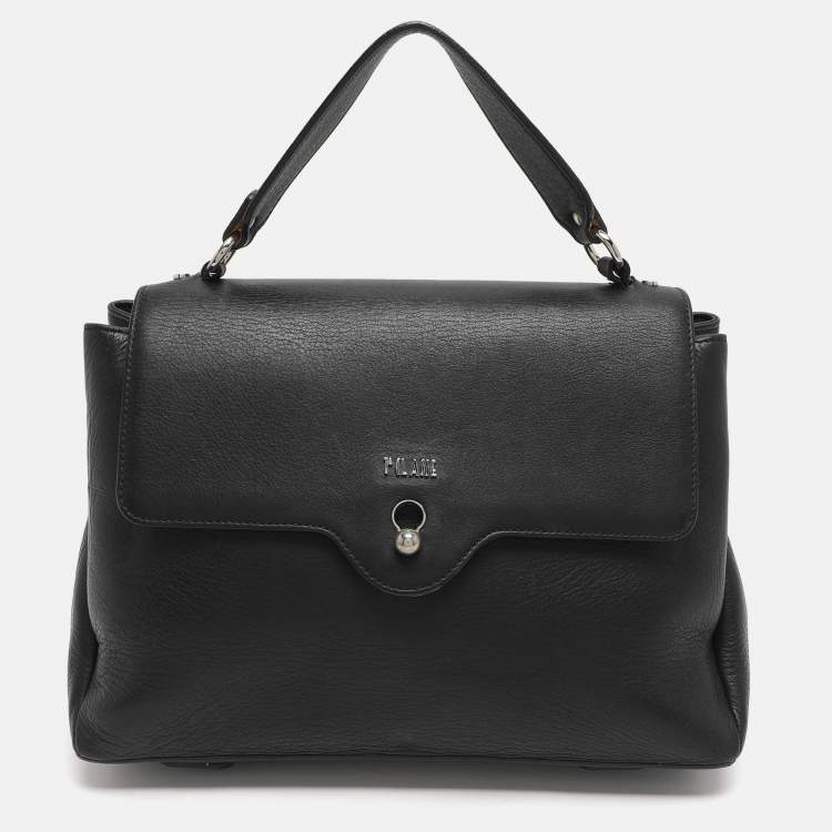Pre Owned Alviero Martini 1A Classe Black Leather Top Handle Bag