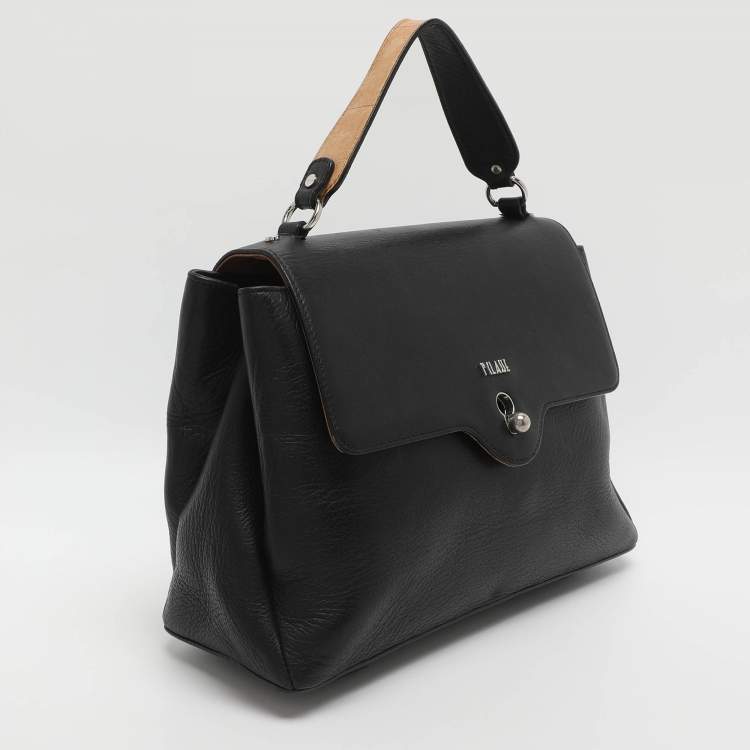 Pre Owned Alviero Martini 1A Classe Black Leather Top Handle Bag