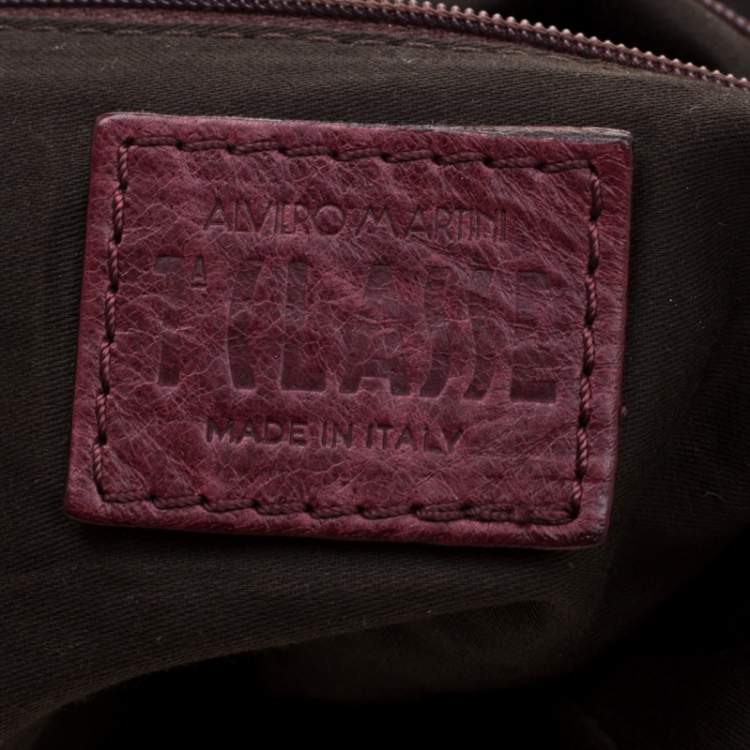 Pre Owned Alviero Martini 1A Classe Marron Map Embossed Leather Shoulder Bag