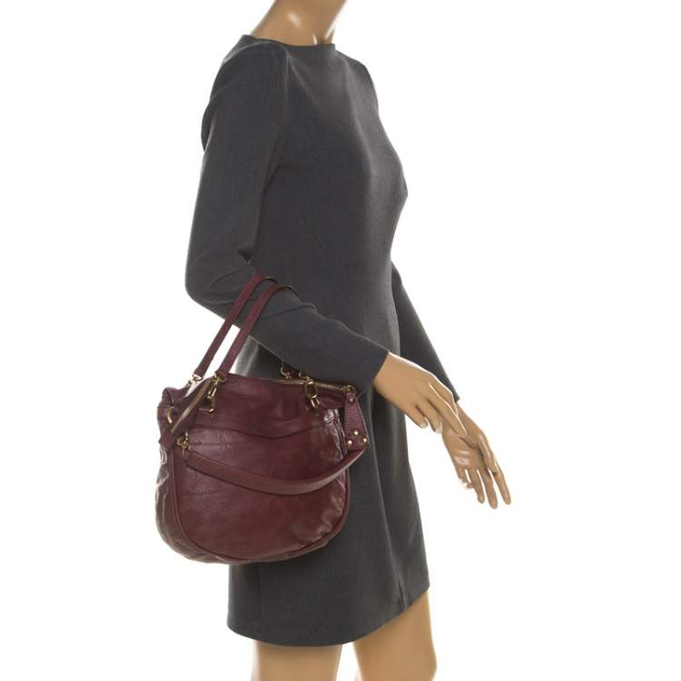 Pre Owned Alviero Martini 1A Classe Marron Map Embossed Leather Shoulder Bag