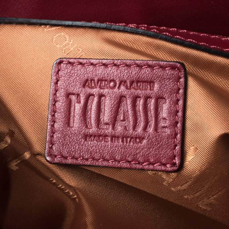 Pre Owned Alviero Martini 1A Classe Red Leather and Coated Canvas Tote  