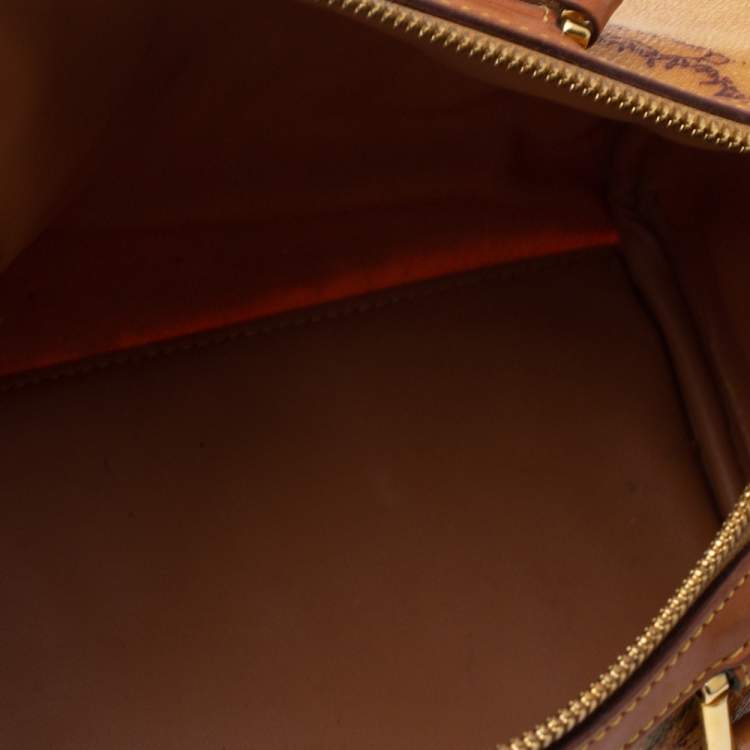 Pre Owned Alviero Martini 1A Classe Tan Coated Canvas and Leather Boston bag