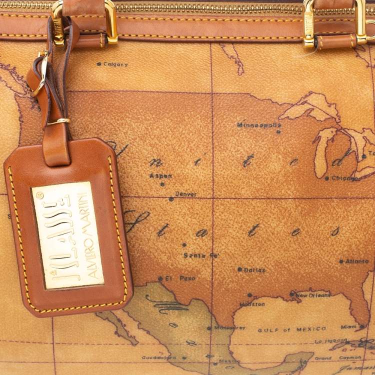 Pre Owned Alviero Martini 1A Classe Tan Coated Canvas and Leather Boston bag