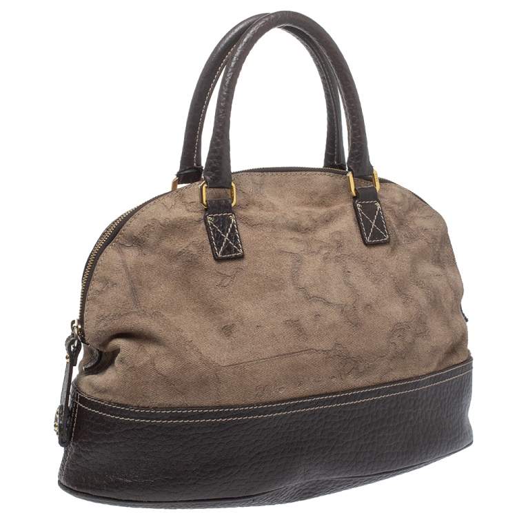 Pre Owned Alviero Martini 1A Classe Brown Fabric and Leather Satchel
