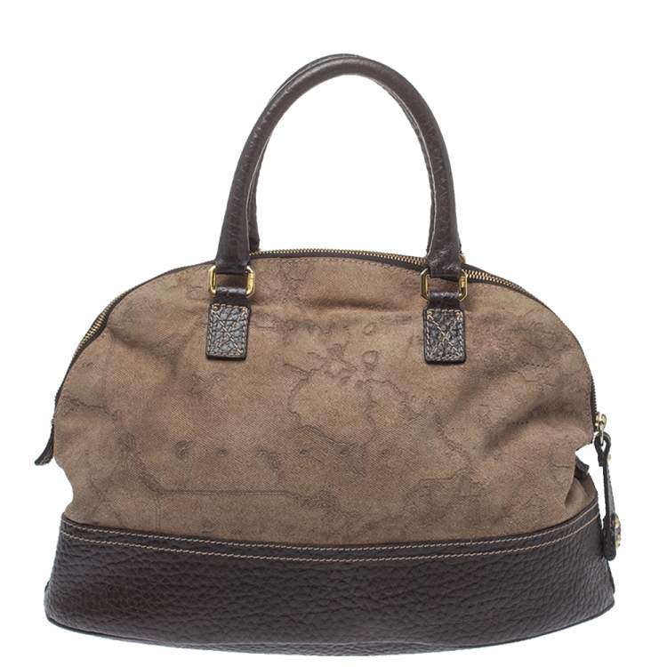 Pre Owned Alviero Martini 1A Classe Brown Fabric and Leather Satchel