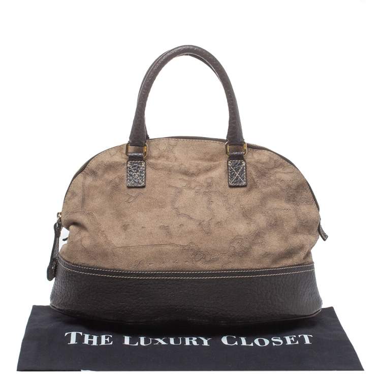 Pre Owned Alviero Martini 1A Classe Brown Fabric and Leather Satchel