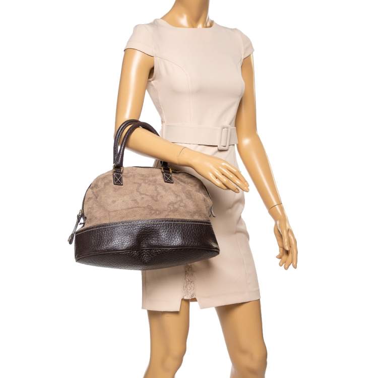 Pre Owned Alviero Martini 1A Classe Brown Fabric and Leather Satchel