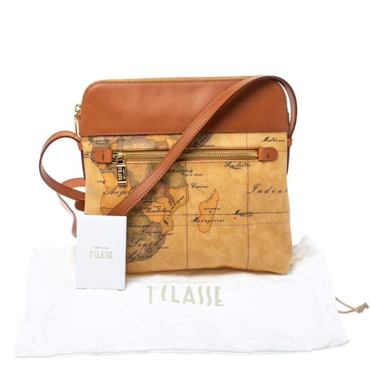 Pre Owned Alviero Martini 1A Classe Coated Canvas and Leather Zip Crossbody Bag