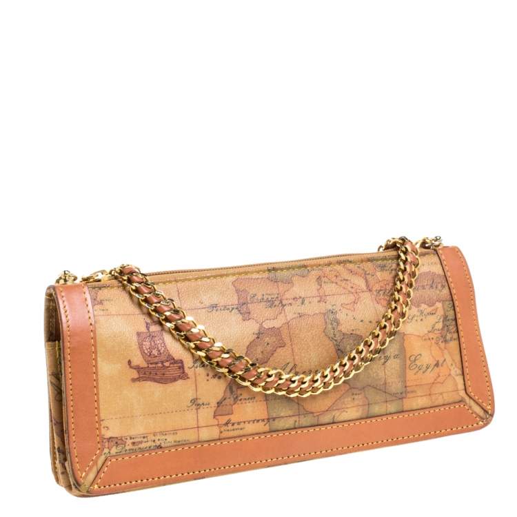 Pre Owned Alviero Martini 1A Classe Coated Canvass and Leather Chain Baguette Bag