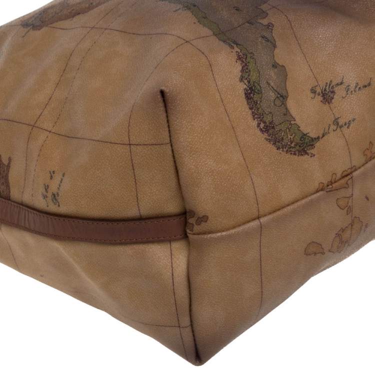 Pre Owned Alviero Martini 1A Classe Beige/Brown Coated Canvas And Leather Hobo