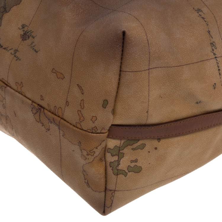 Pre Owned Alviero Martini 1A Classe Beige/Brown Coated Canvas And Leather Hobo
