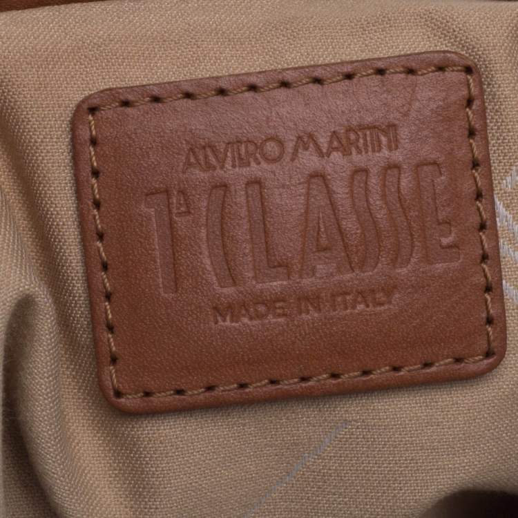 Pre Owned Alviero Martini 1A Classe Beige/Brown Coated Canvas And Leather Hobo
