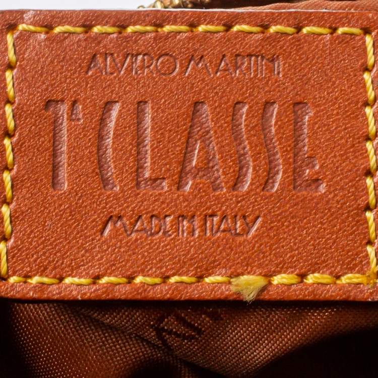 Pre Owned Alviero Martini 1A Classe Tan Geo Classic Print Coated Canvas Messenger Bag