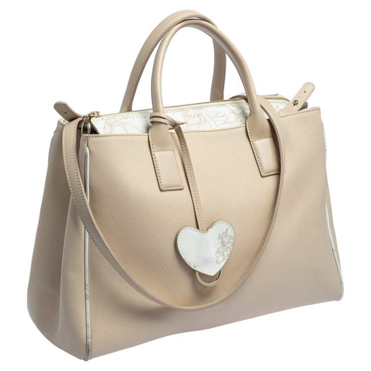 Pre Owned Alviero Martini 1A Classe Beige Patent Leather Tote