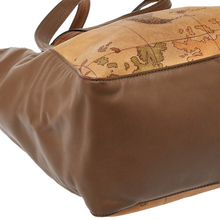 Pre Owned Alviero Martini 1A Classe Brown Leather and Coated Canvas Tote  