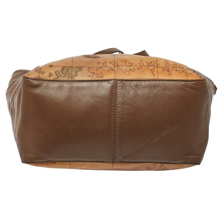 Pre Owned Alviero Martini 1A Classe Brown Leather and Coated Canvas Tote  