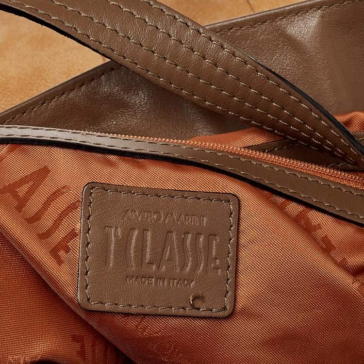 Pre Owned Alviero Martini 1A Classe Brown Leather and Coated Canvas Tote  