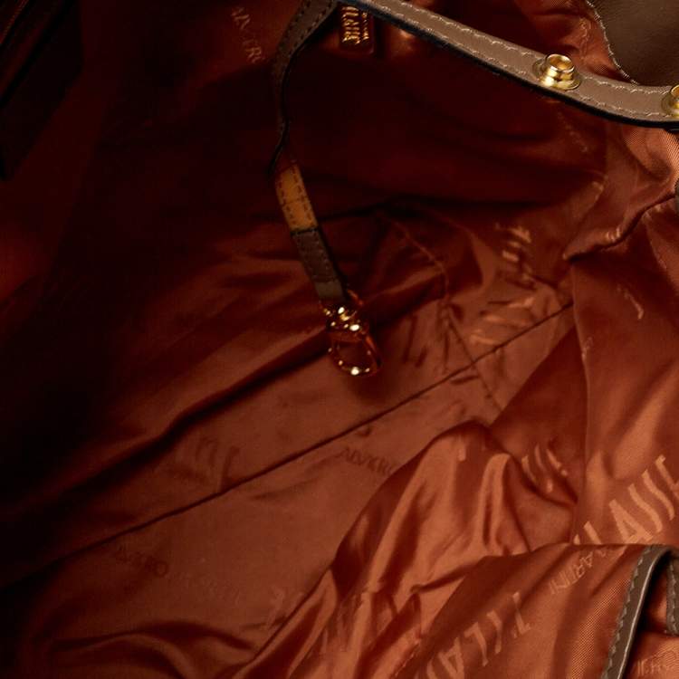 Pre Owned Alviero Martini 1A Classe Brown Leather and Coated Canvas Tote  