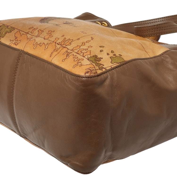 Pre Owned Alviero Martini 1A Classe Brown Leather and Coated Canvas Tote  