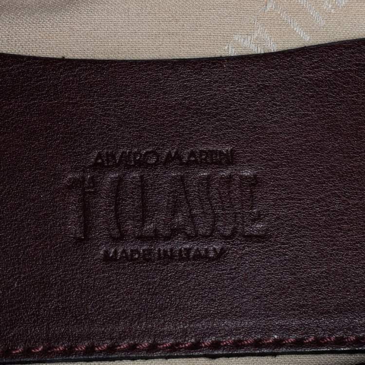 Pre Owned Alviero Martini 1A Classe Burgundy Leather and Coated Canvas Crossbody Bag