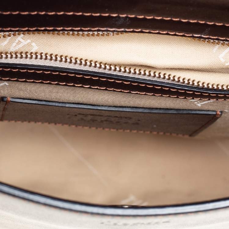 Pre Owned Alviero Martini 1A Classe Dark Brown Leather Tassel String Top Handle Bag