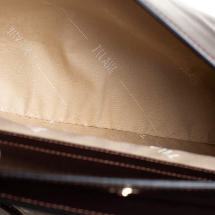 Pre Owned Alviero Martini 1A Classe Dark Brown Leather Tassel String Top Handle Bag