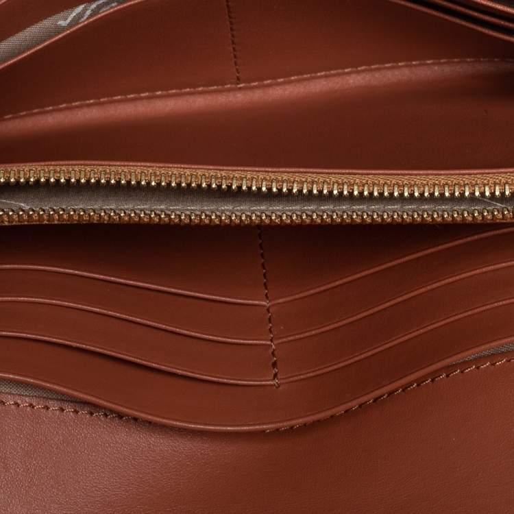 Pre Owned Alviero Martini 1A Classe Tan Geo Print Coated Canvas and Leather Continental Wallet