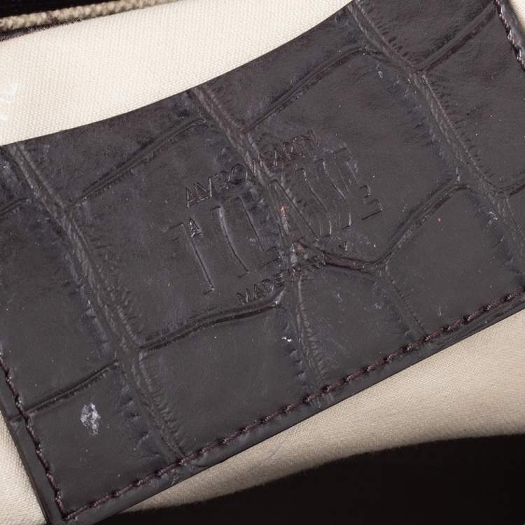 Pre Owned Alviero Martini Coated Canvas And Embossed Croc Leather Tote
