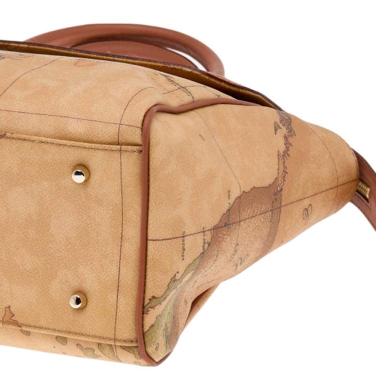 Pre Owned Alviero Martini 1A Classe Tan PVC and Leather Satchel