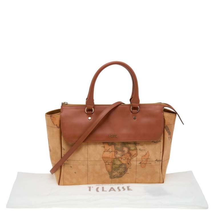 Pre Owned Alviero Martini 1A Classe Tan PVC and Leather Satchel