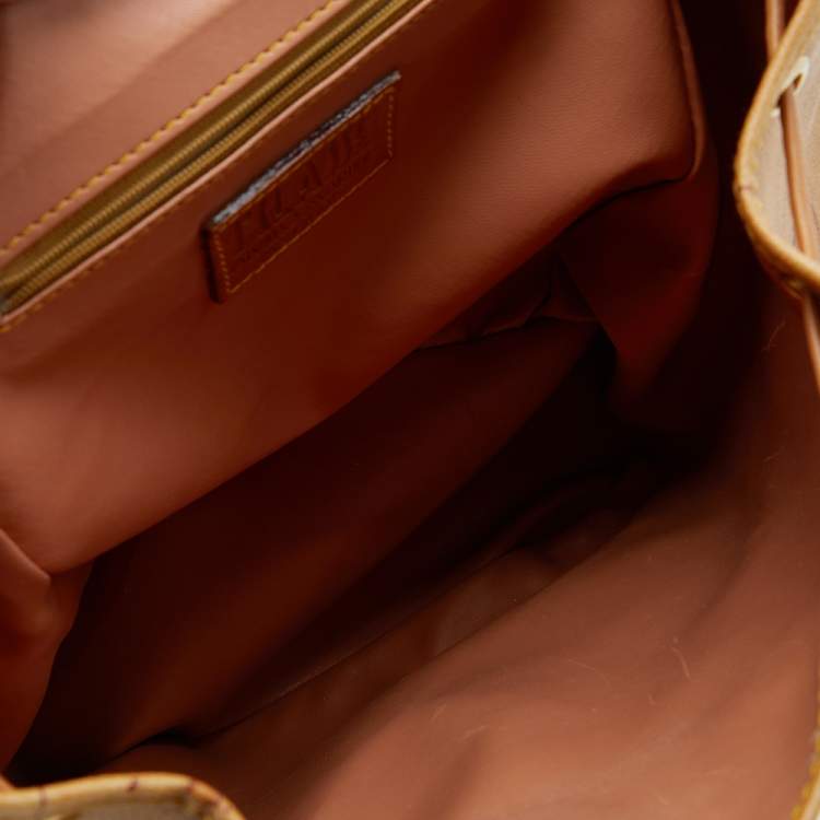 Pre Owned Alviero Martini 1A Classe Tan Geo Print Coated Canvas and Leather Backpack