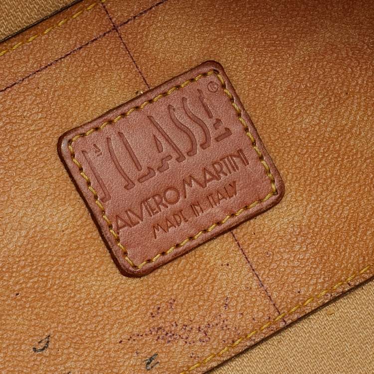 Pre Owned Alviero Martini 1A Classe Tan Geo Print Coated Canvas and Leather Satchel