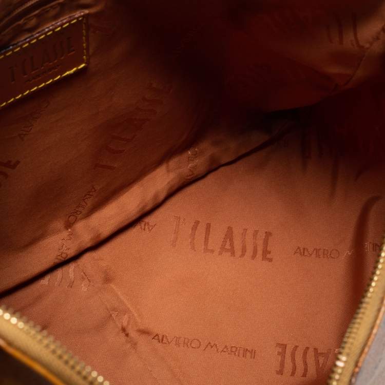 Pre Owned Alviero Martini 1A Classe Coated Canvass and Leather Zip Shoulder Bag