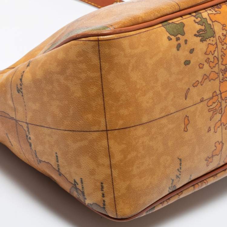 Pre Owned Alviero Martini 1A Classe Coated Canvass and Leather Zip Shoulder Bag