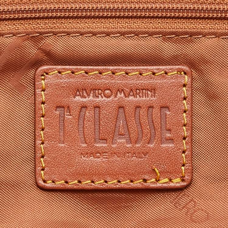 Pre Owned Alviero Martini 1A Classe Tan Geo Printed Coated Canvas Zip Shoulder Bag