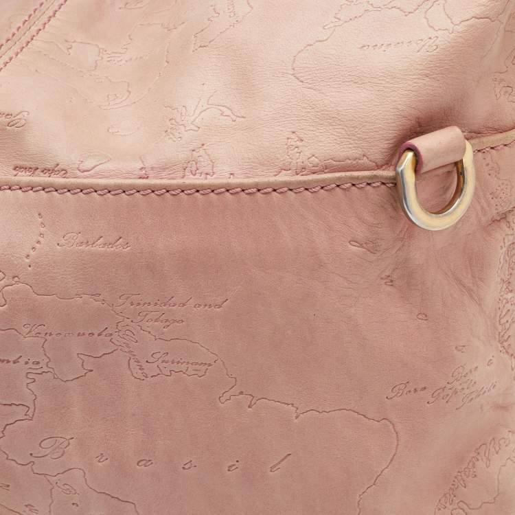 Pre Owned Alviero Martini 1A Classe Pink Geo Embossed Leather Zip Hobo