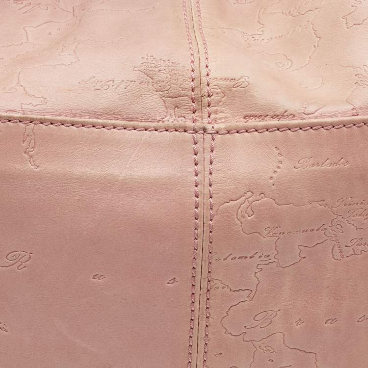 Pre Owned Alviero Martini 1A Classe Pink Geo Embossed Leather Zip Hobo