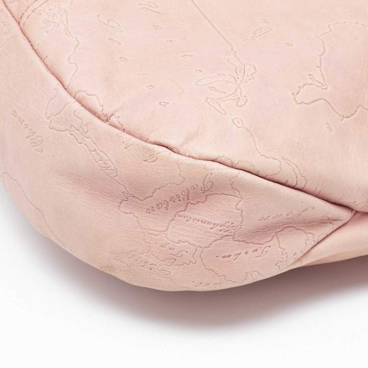 Pre Owned Alviero Martini 1A Classe Pink Geo Embossed Leather Zip Hobo
