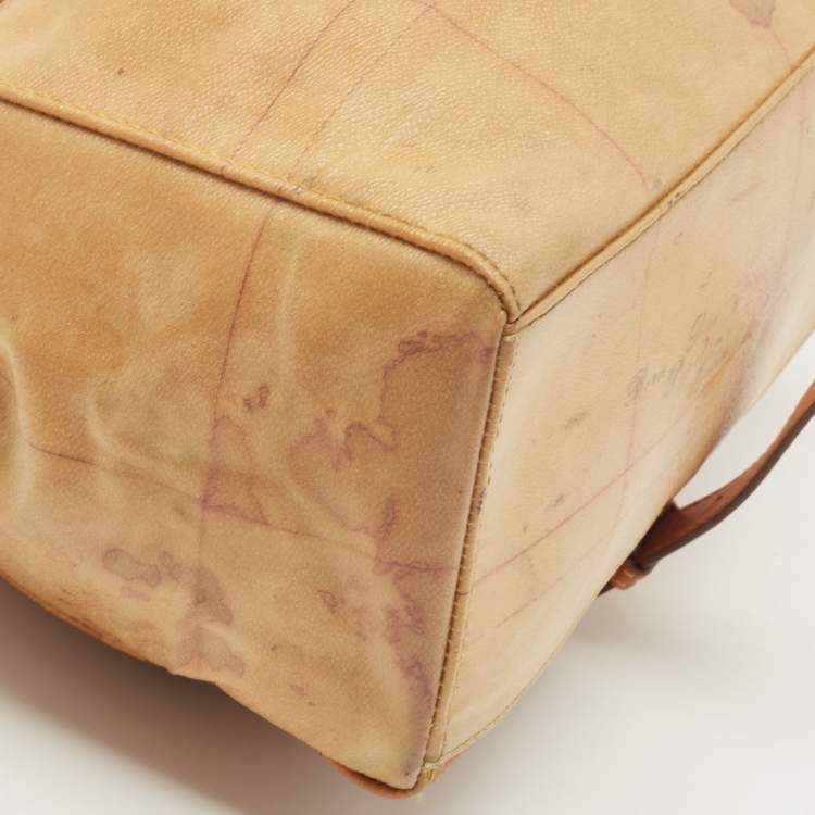 Pre Owned Alviero Martini 1A Classe Tan Geo Coated Canvas and Leather Flap Sling Backpack